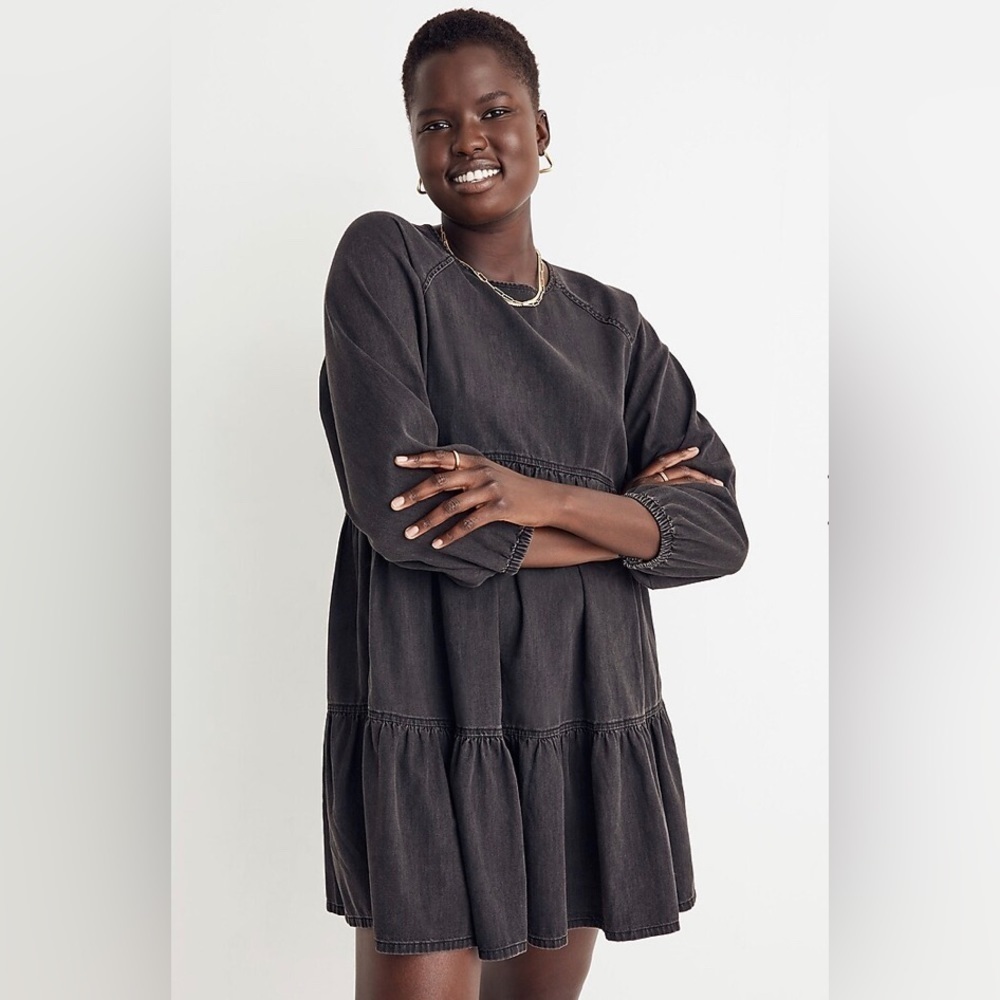 Madewell Denim Raglan-Sleeve Denim Dress in Lunar Wash Size Small NWOT - Picture 6 of 12